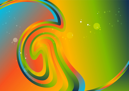 Abstract Blue Green and Orange Gradient Twirling Vortex Background Vector