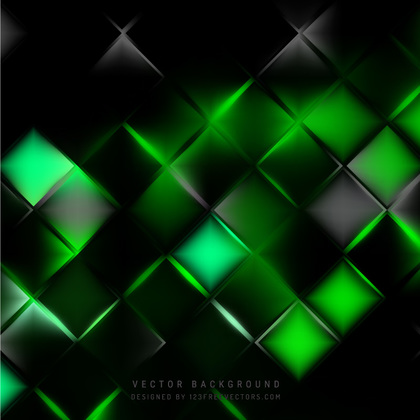 Abstract Black Green Square Background