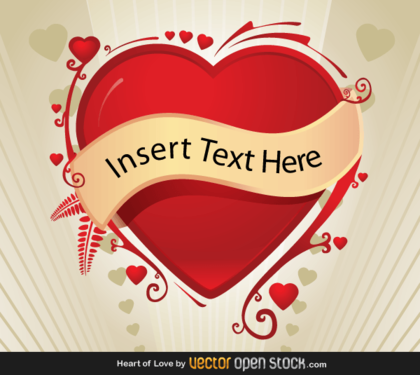 Valentines Background with Red Heart Banner Vector Free