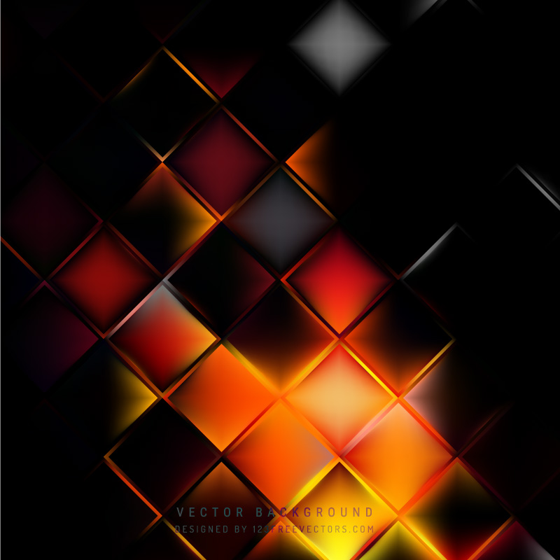 Abstract Black Orange Fire Square Background Pattern