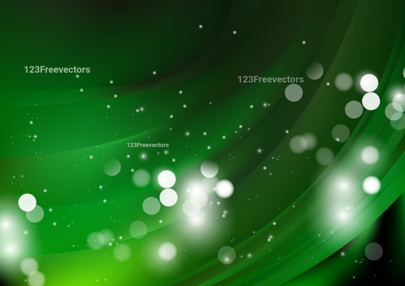 Abstract Dark Green Blurry Lights Background Vector Illustration