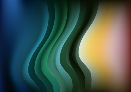 Blue Green and Orange Vertical Wave Background Vector Illustration