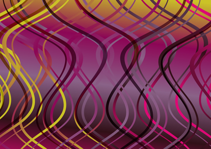 Pink Red and Yellow Abstract Curved Waves Vertical Lines Background Vector Art