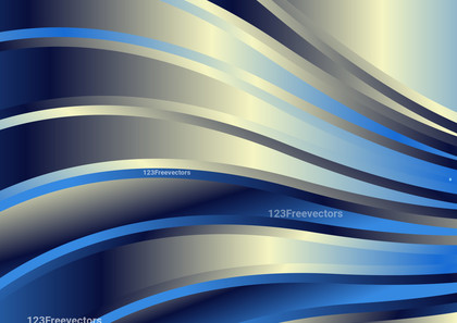 Abstract Wavy Blue and Gold Gradient Background