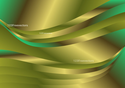Abstract Green and Gold Gradient Wavy Background Vector Illustration