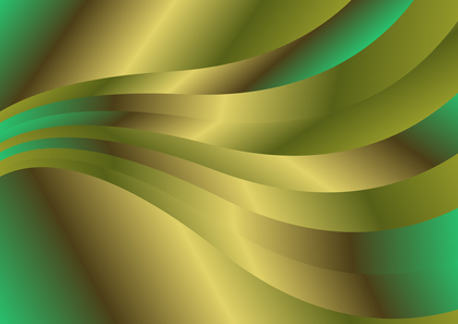 Abstract Green and Gold Gradient Wavy Background