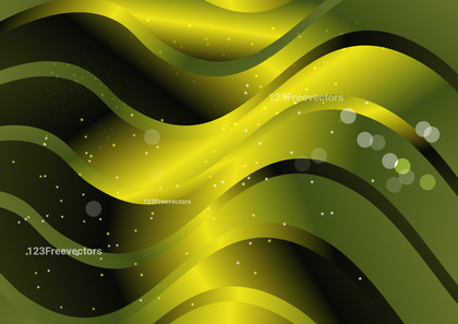 Black Green and Yellow Gradient Wavy Background Image