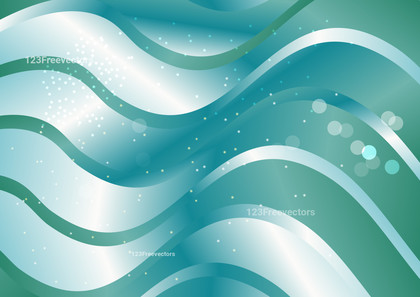 Abstract Blue Green and White Gradient Wavy Background Vector Illustration