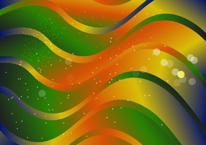Abstract Wavy Blue Green and Orange Gradient Background Vector Graphic