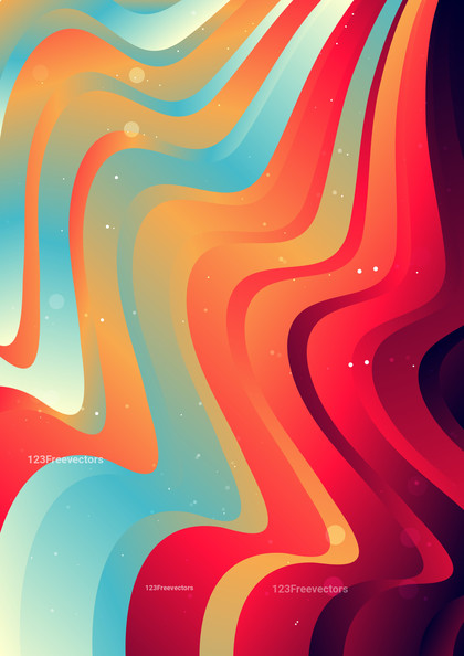 Abstract Red Orange and Blue Gradient Wavy Geometric Background Vector Eps