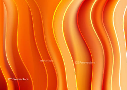 Bright Orange 3D Wave Lines Background Vector Image