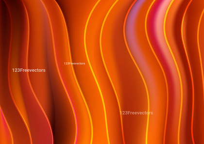 Abstract Bright Orange 3D Wave Lines Background Vector Illustration