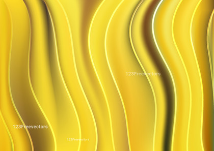 Yellow 3D Wavy Lines Background Vector Graphic