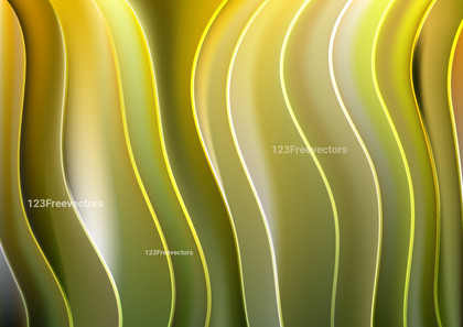 Abstract Green and Yellow 3D Wave Lines Background Vector