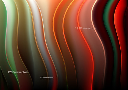 Abstract Black Red and Green 3D Wave Lines Background