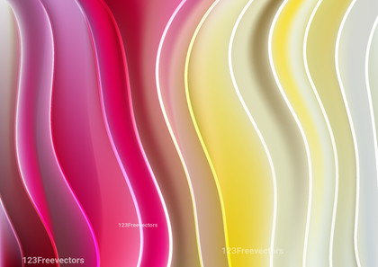 Abstract Pink Yellow and White 3D Wave Lines Background Illustration