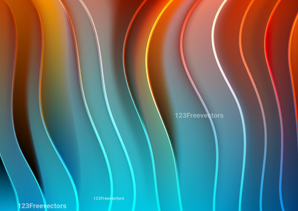Red Orange and Blue 3D Vertical Wavy Lines Background