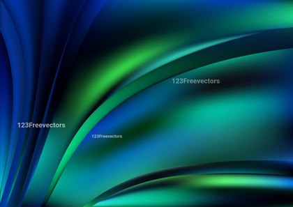 Shiny Black Blue and Green Wave Background