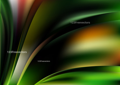 Abstract Glowing Green Orange and Black Wave Background