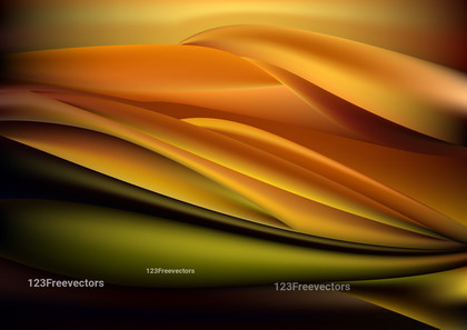 Glowing Abstract Green Orange and Black Wave Background Illustration