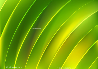 Abstract Green and Yellow Shiny Curved Stripes Background