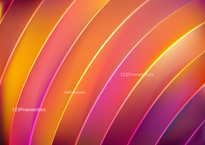 Abstract Shiny Pink and Orange Curved Stripes Background
