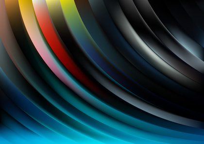 Abstract Shiny Black Red and Blue Curved Stripes Background Vector Art