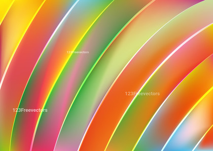 Blue Green and Orange Abstract Shiny Curved Stripes Background