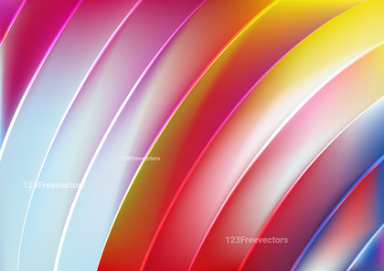 Shiny Pink Blue and Yellow Curved Stripes Background Vector Illustration