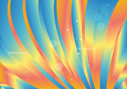 Blue and Orange Abstract Gradient Curved Stripes Background Vector Image