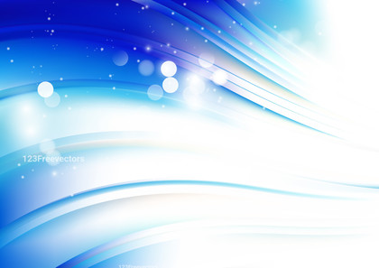 Blue and White Bokeh Wave Background