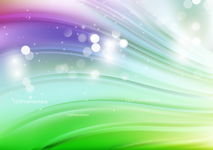 Abstract Purple Green and White Bokeh Wave Background Illustration