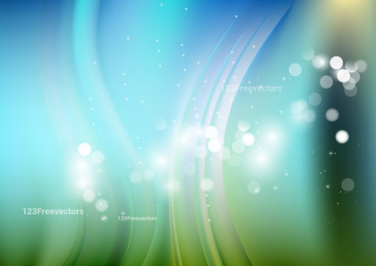 Blue and Green Bokeh Wavy Background Image