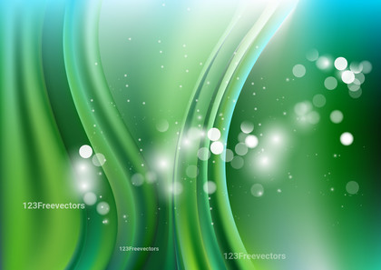 Blue Green and White Bokeh Wave Background Vector Eps