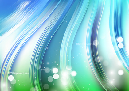 Blue Green and White Bokeh Wavy Background Vector