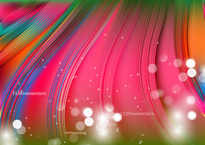 Abstract Blue Pink and Green Bokeh Curve Background Vector Graphic