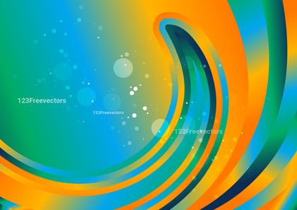 Blue Green and Orange Curve Background Template Illustrator