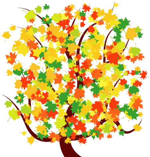 Autumn Tree with Colorful Falling Leaves Free Vector Image