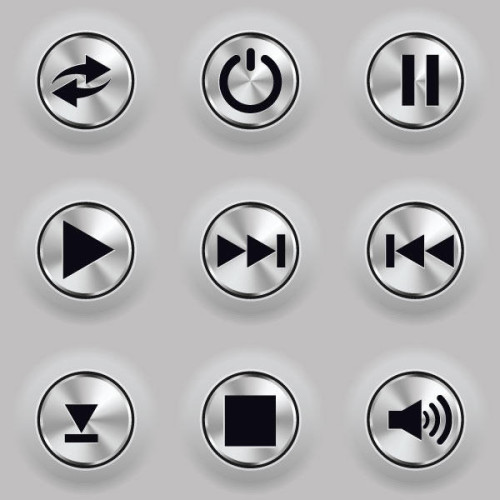 Metal Media Player Button Vector