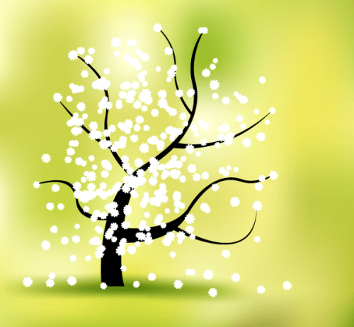 Spring Flower Tree Landscape Vector Graphics