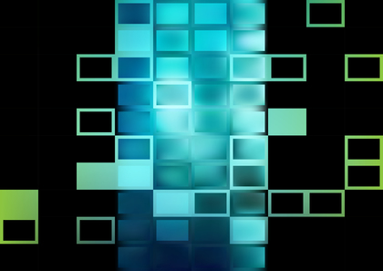 Abstract Black Blue and Green 3D Cube Blocks Background