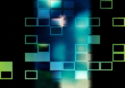 Abstract Black Blue and Green 3D Square Cube Background