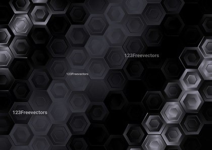 Black and Grey Gradient Hexagon Background