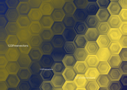 Blue and Gold Gradient Hexagon Pattern Background