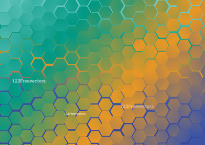 Abstract Blue and Orange Gradient Geometric Hexagon Pattern Background Graphic