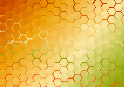 Orange and Green Gradient Geometric Hexagon Pattern Background