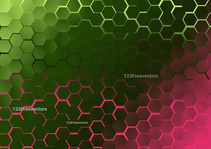 Pink and Green Gradient Geometric Hexagon Background
