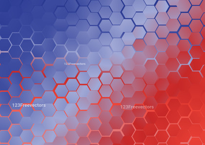 Red and Blue Gradient Geometric Hexagon Pattern Background Vector Graphic
