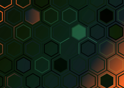 Green Orange and Black Gradient Hexagon Background Image