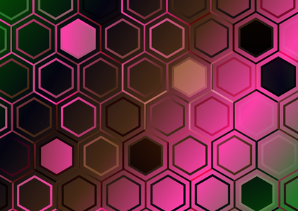 Pink Green and Black Gradient Geometric Hexagon Background Vector Graphic